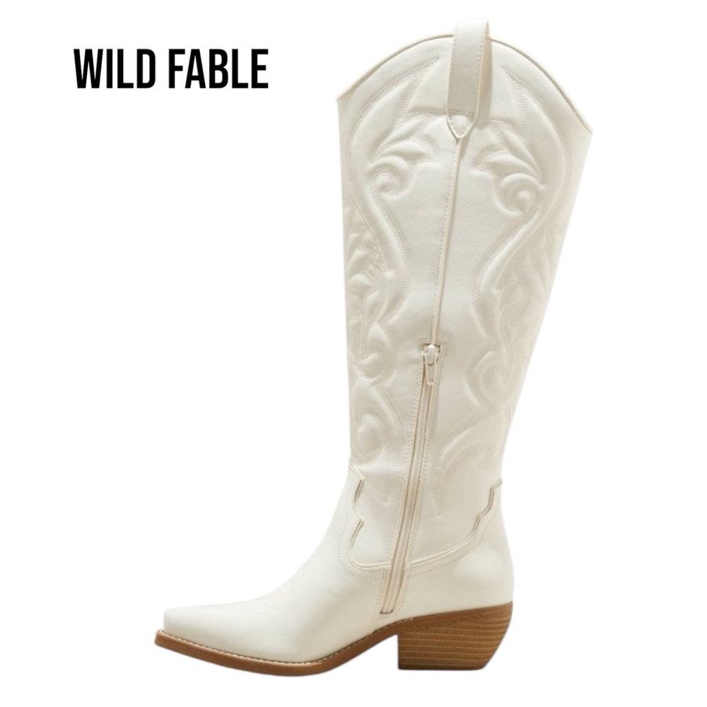 NWT Wild Fable KENZI WESTERN BOOTS Memory Foam Insole IVORY 9.5WC 9.5 Wide Calf